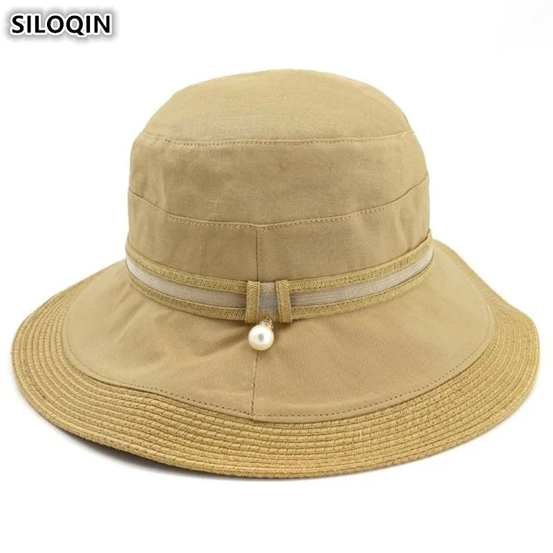 SILOQIN новые женские шляпы для взрослых, складываемые соломенные шляпы для женщин, элегантные модные сшивные летние дышащие женские пляжные шляпы