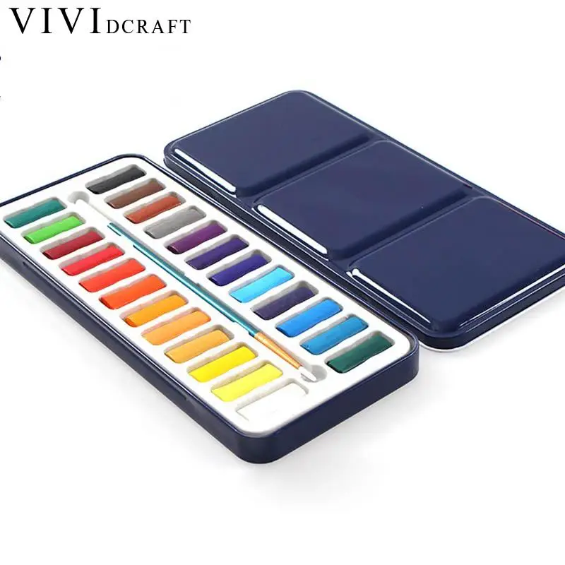 

Vividcraft Solid Watercolor Marker 12/18/24 Colors/Sets Non-toxic Drawing Painting Touch Marker Stylo for Kids Tin Packing