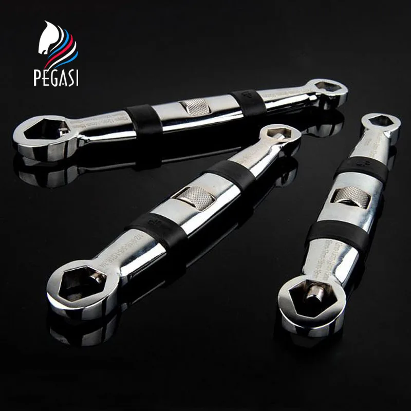 

PEGASI 1 Pcs Multifunctional Adjustable Flexible Type Combination Wrench 7-19mm Manual Hardware Tools Non-slip Rust Resistant