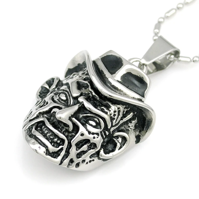 Cool Cowboy Silver Rock Punk Biker Men Pendant Chain Link Necklace 316L Stainless Steel Jewelry Best Friend Gifts KP1809 | Украшения и