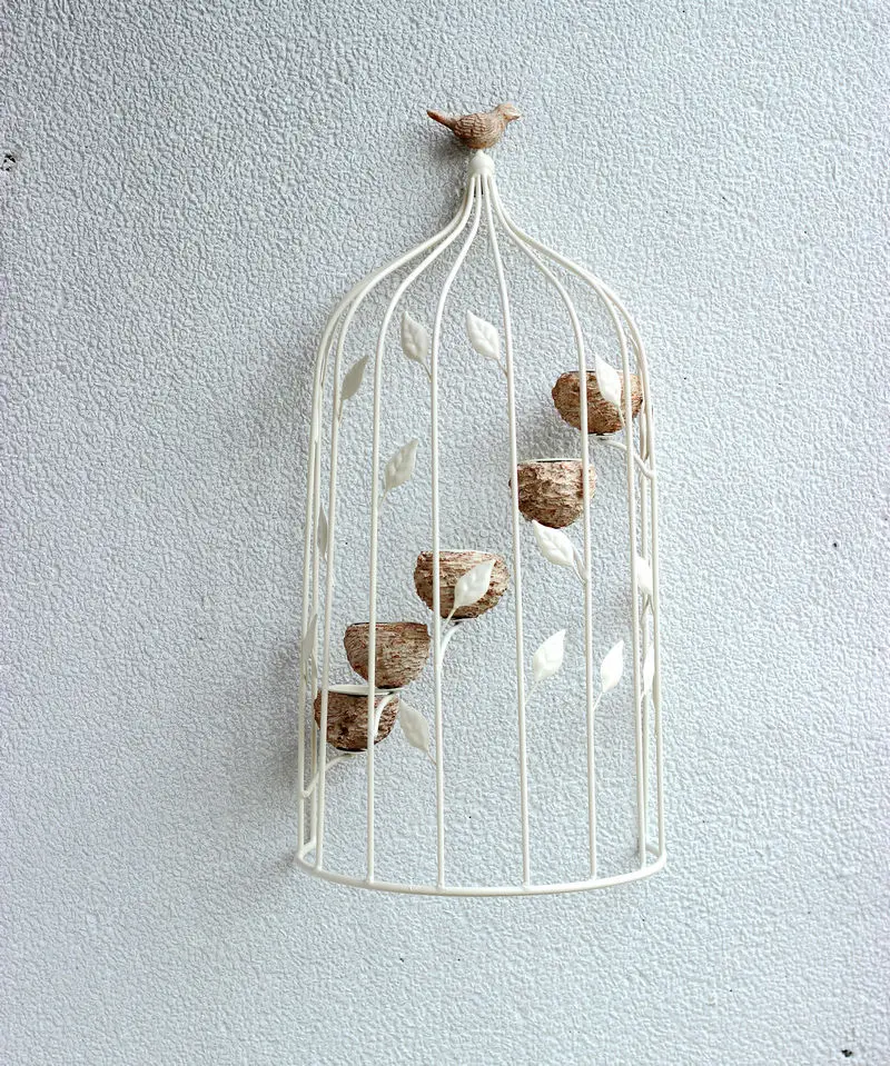 Birdcage candle holder wall mounted candle stand wall decor Wrought Iron craft candlestick Rural home accents European gifts Birdcage candle holder wall mounted candle stand wall decor Wrought Iron craft candlestick Rural home accents European gifts