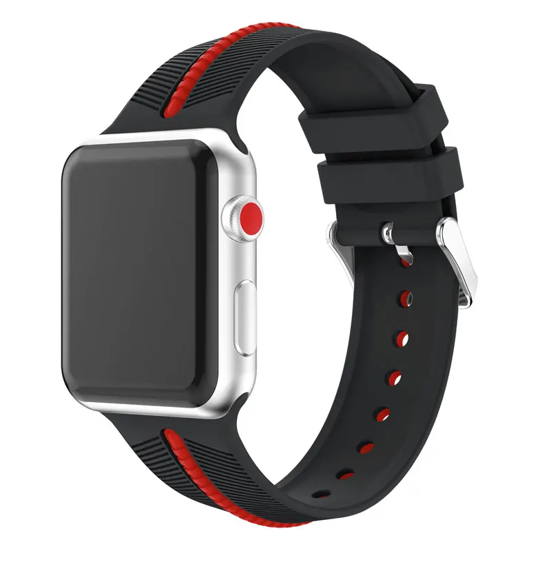 Силиконовый ремешок для Apple watch 42 мм 38 мм iWatch 4 ремешка 44 мм 40 мм двухцветный ремень браслет ремешок для Apple watch 4/3/2/1