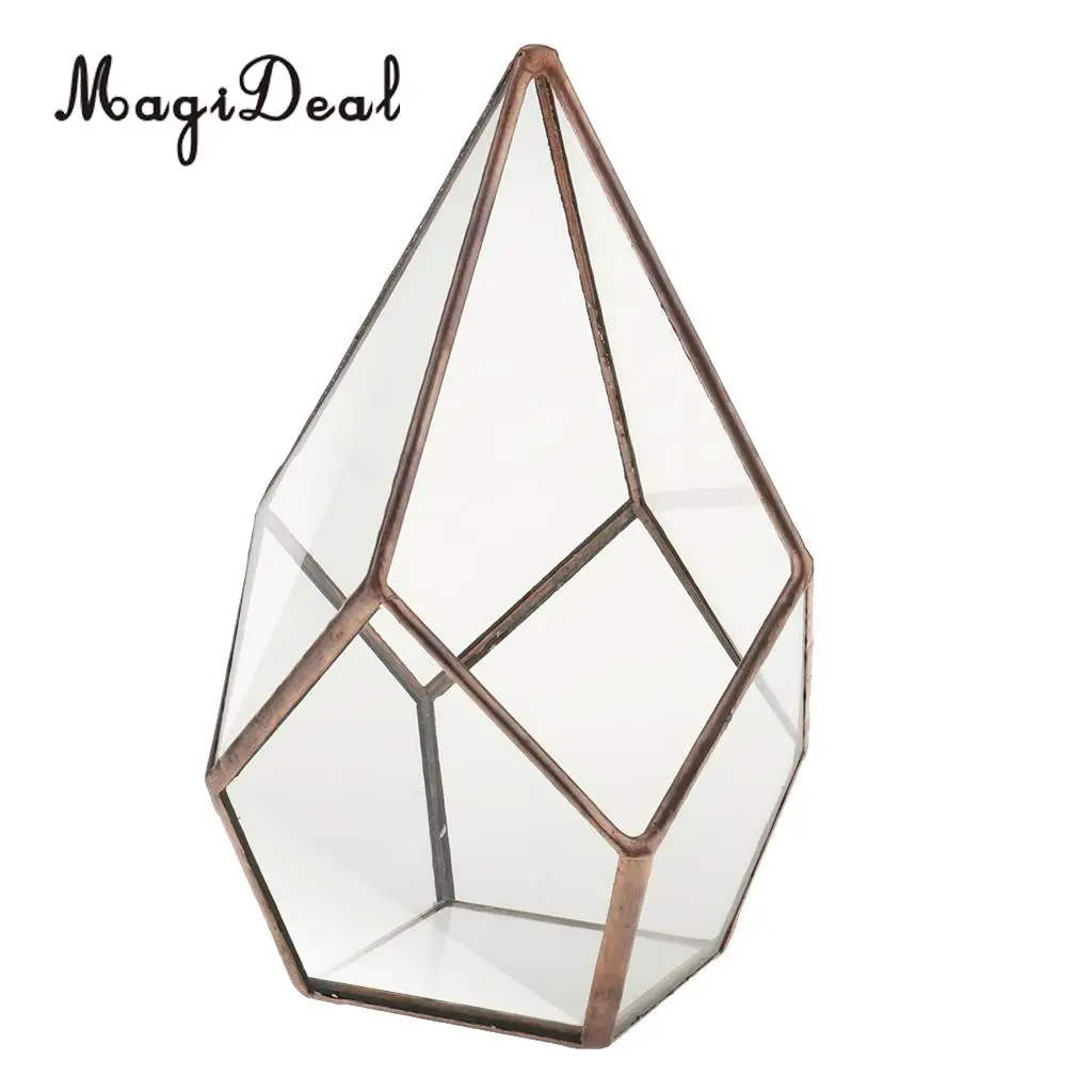 MagiDeal геометрический Террариум в форме бриллианта цветочный горшок воздушный суккулентный стеклянный цветочный горшок коробка для украшений для девочек свадебные сувениры - Цвет: Copper L