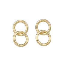 LWONG новые двойные маленькие серьги-кольца для женщин маленький золотого цвета круглые серьги Бохо шик простые минималистичные серьги обручи