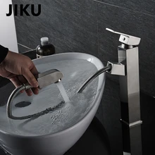 JIKU Nickel Brushed Bathroom Basin Faucets Tap Mixer Silvery Waterfall Brass Water Wash Basin Mixer Tap Faucet JIKU Nickel Brushed Bathroom Basin Faucets Tap Mixer Silvery Waterfall Brass Water Wash Basin Mixer Tap Faucet