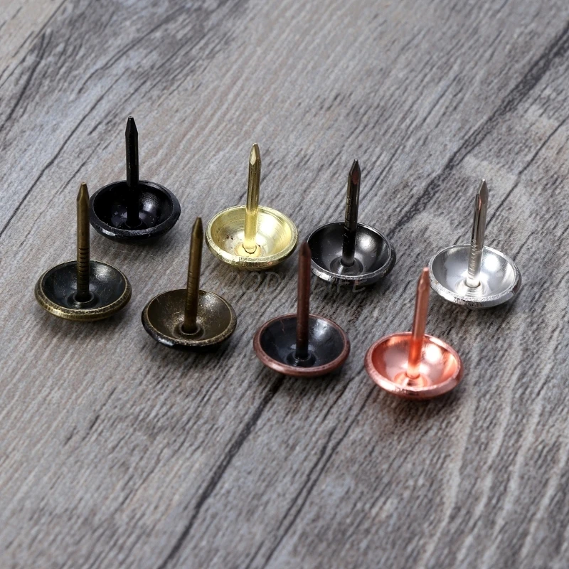 100pcs Antique Brass Upholstery Nails Furniture Tacks Pushpins Hardware Decor