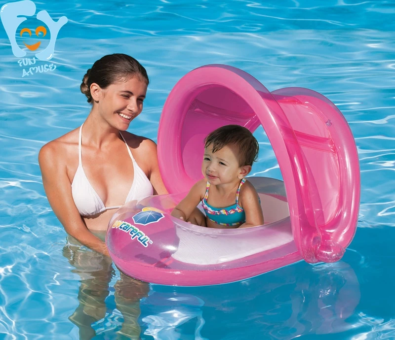 Inflatable Baby Water Toys Fun Pool Float With Canopy Swim Ring Seat Floats Boia Flamingo