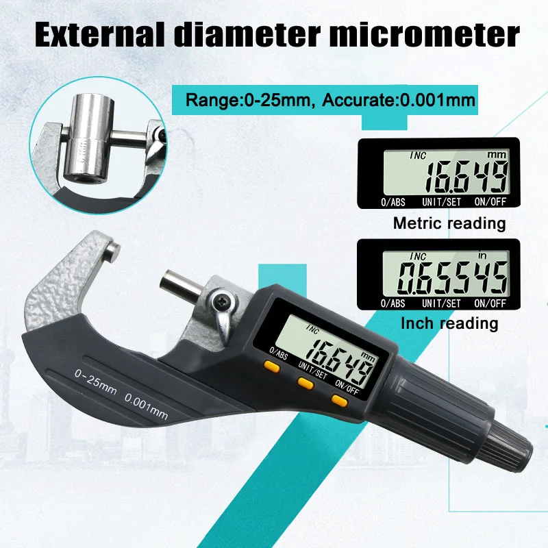 

Electronic Micrometer 0-25mm with Extra Large LCD Screen Digital Caliper Gauge Tool MJJ88