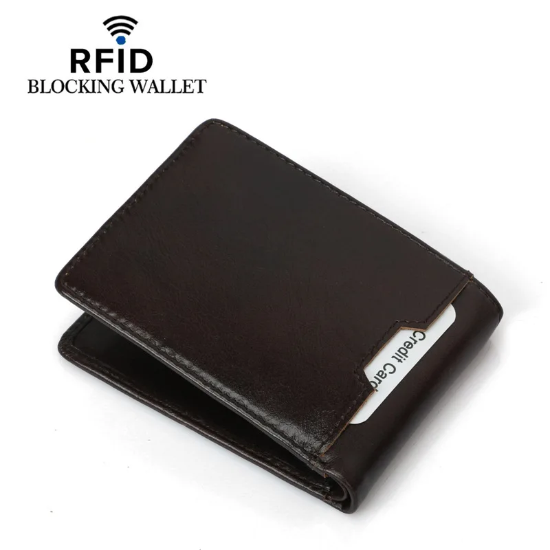 

Rfid Blocking Wallet Handmade True Leather Men Wallets Multi-Functional Cowhide Coin Purse Genuine Leather Wallet For Mens