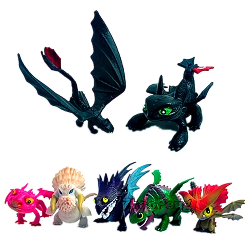 

7pcs/lot How To Train Your Dragon 2 figure Night Fury Toothless Dragon Action Figures Kids Toys gift for boy