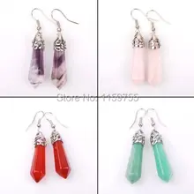 Мода! Природные Фиолетовый Камни маятник Камни Рейки Исцеление Камень Висячие серьги
