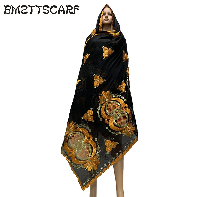 

New Design Hollow Flower Embroidery African Women Scarfs 100% Cotton Big Scarf for Shawls Hijab Scarfs BM804