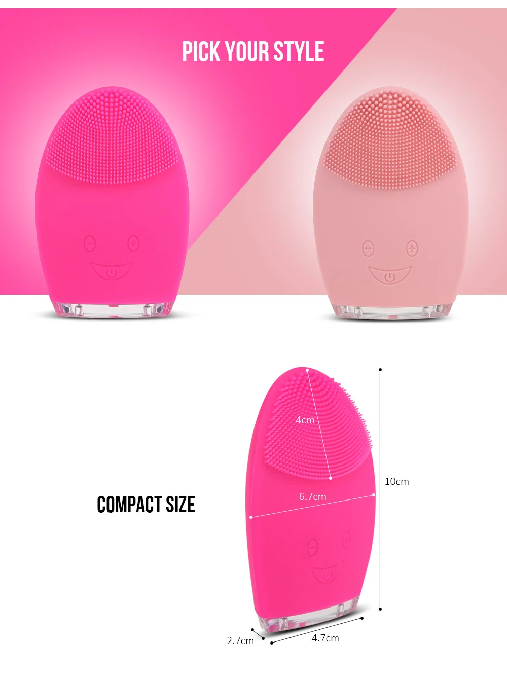 Rechargeable Silicone Facial Cleansing Brush Water-resistant Vibrating Massager