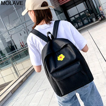 

MOLAVE Backpacks Women Canvas Flower Backpack for Teenage Girls Female Mochila Feminina Mujer Large Capacity Travel Zipper Bags