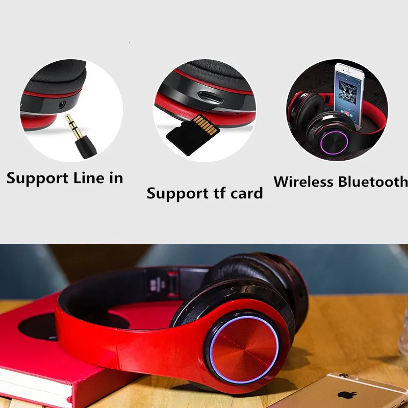 Светящиеся стерео шлем Аудио Bluetooth наушники Беспроводная большая гарнитура