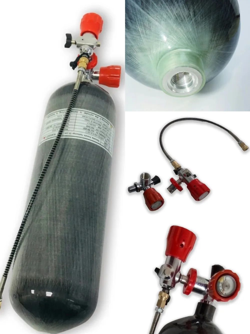 AC168101 6.8L 30Mpa высокого давления Пейнтбол Бак композитный углеродное волокно Воздушный бак PCP винтовка с красным клапаном АЗС