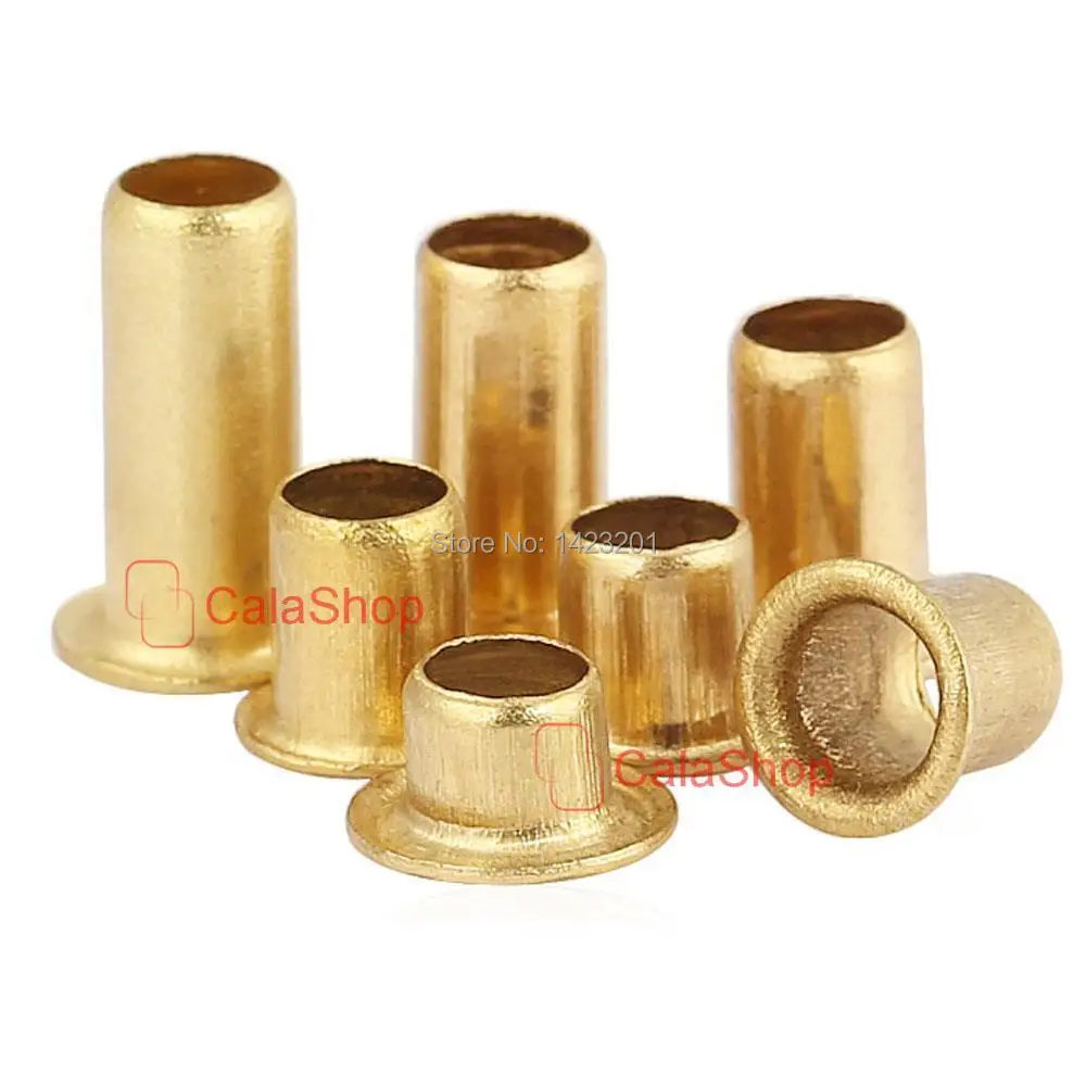 50 Pcs / Lot M4 Brass Metric Eyelet Rivets Thread Through Nuts Hollow Hole Grommets Fasteners