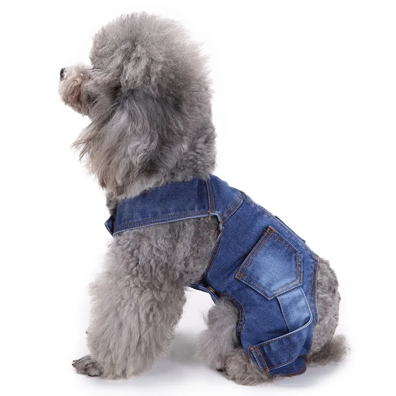 Senyepets dog's rompers pattern solid material jean British style for