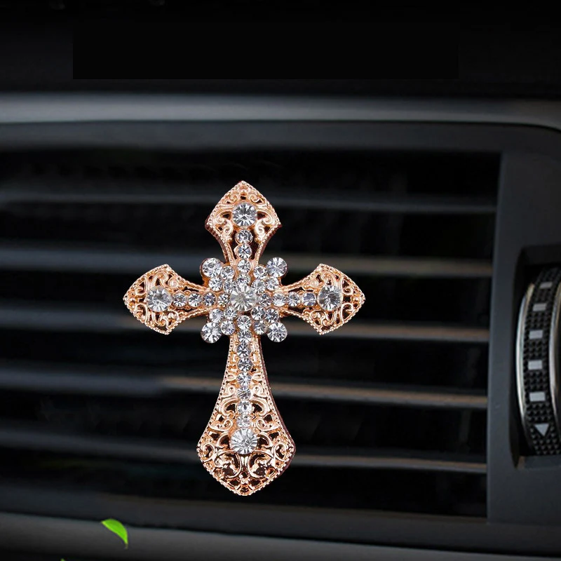Inlaid diamond cross style car Air conditioning outlet perfume car perfume car interior accessories car fragrance - Image 2