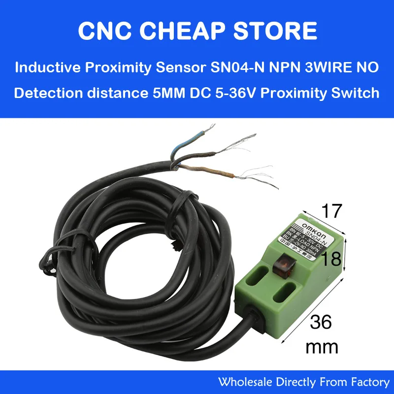 

2pcs SN04-N 3 wire open square Inductive Proximity Sensor Switch for cnc router CO2 Laser 3D Printer Part