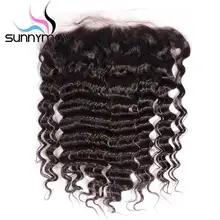 Sunnymay Brazilian Virgin Hair Closure Deep Wave Pre Plucked Hair Line Natural Color Swiss Lace Frontal 13×6 Free Shipping