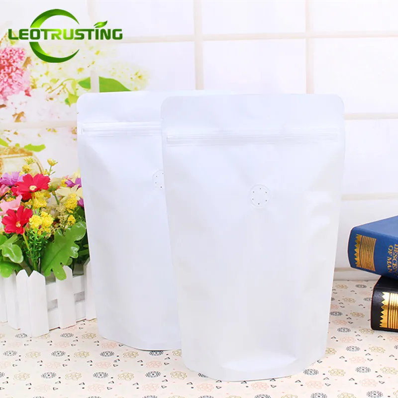 Leotrusting 25 шт. 1/4 фунт~ 2 фунта белая алюминиевая фольга кофе клапан Ziplock сумка стоячая белая Фольга кофе контейнер для хранения фасоли сумки
