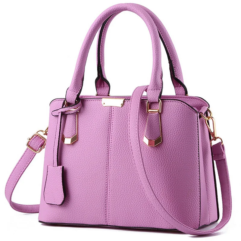 Herald Модные женские кожаные сумки, средние сумки на плечо, роскошные женские сумки через плечо с верхней ручкой, женские сумки-тоут известных брендов - Цвет: Purple