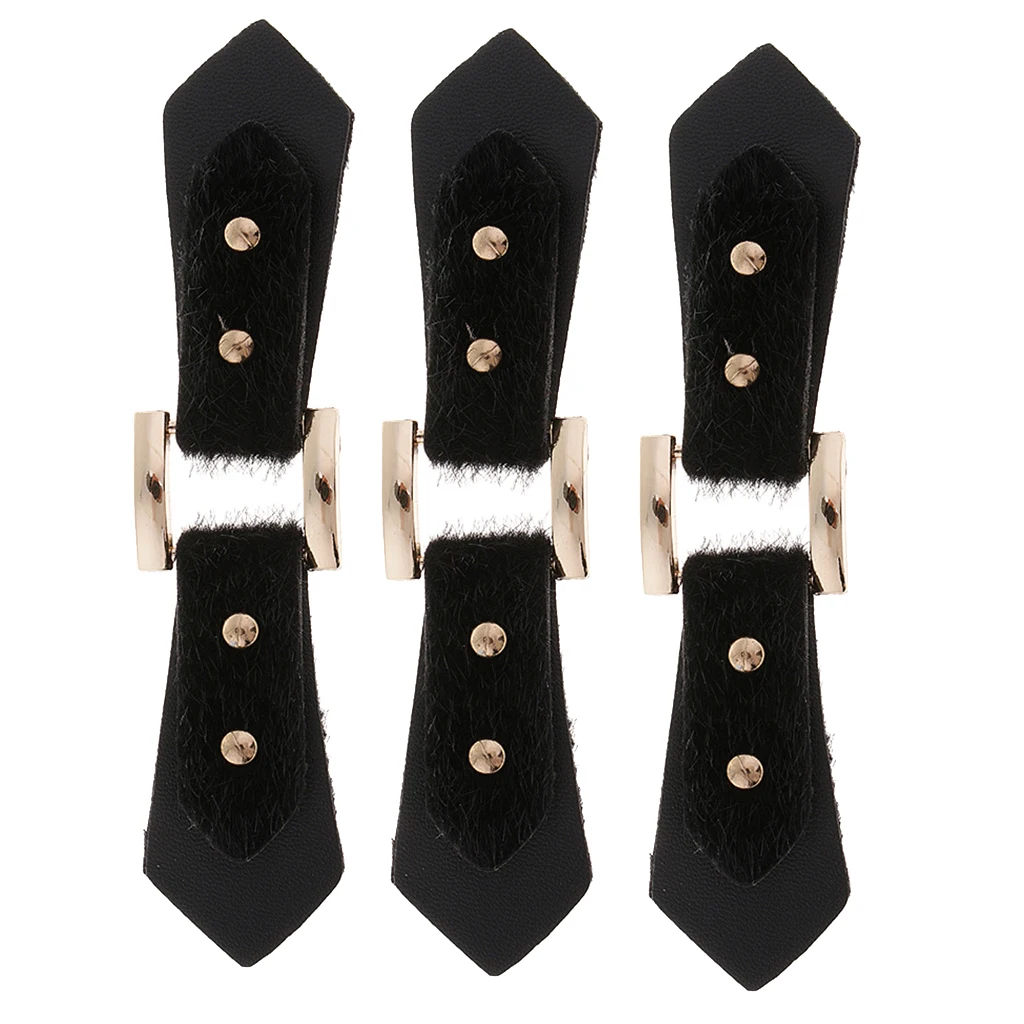 3 Pairs Leather Button Toggle Closure with Metal Buckles for Coat Jacket Duffle 13.2x2.8cm