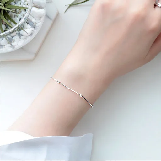

925 Sterling Silver Customized Minimalist Fine Sweet Bead Bracelet Female Temperament ZC131