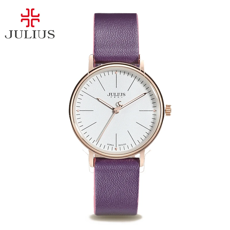 Classic Women's Watch Lady Clock MIYOTA Quartz Contrast Color Couple
Fashion Hours Leather Simple Lovers' Gift Julius Box