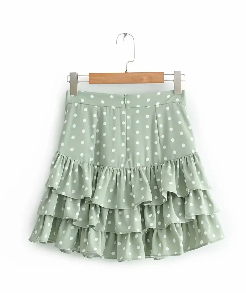 Новинка Za дизайн летняя юбка Bean зеленый горох Каскадный лист лотоса модная повседневная сексуальная милое платьице Женская vestidos