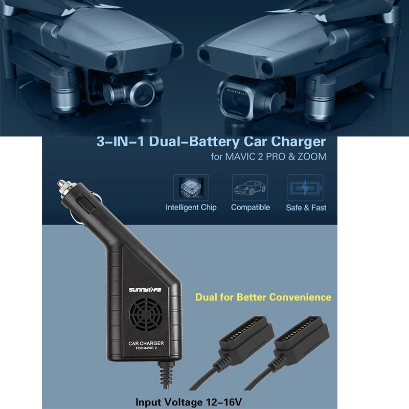 

Mavic 2 pro/zoom 3 in 1 Dual Battery Charger Remote Controller charger with USB Car Charger for DJI MAVIC 2 PRO & ZOOM Drone