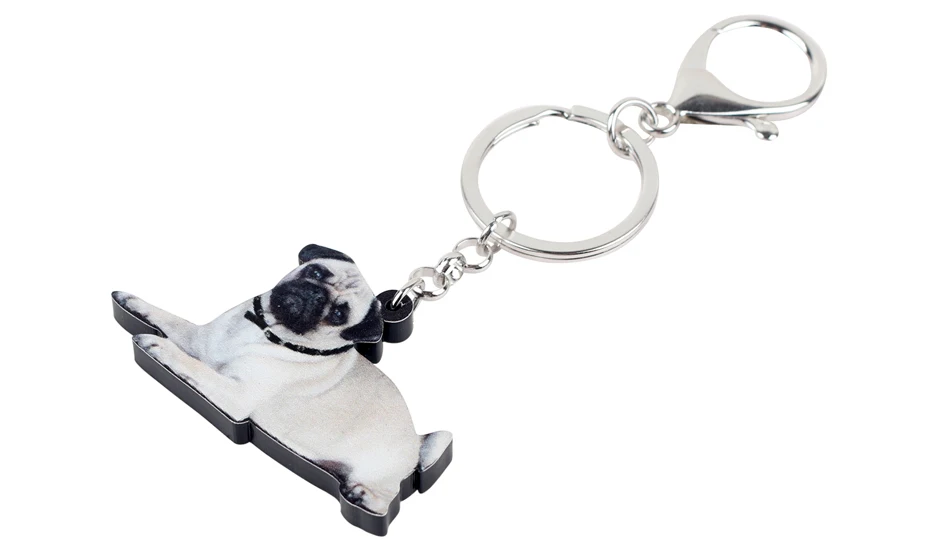 WEVENI акриловый Французский бульдог Мопс брелок для ключей кольцо милые животные ювелирные изделия для женщин девочек сумка автомобиль Дешевые Подвески