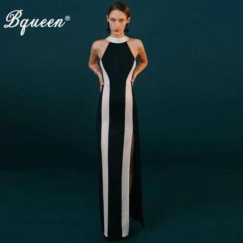

Bqueen 2019 Elegant Hollow Out Backless O Neck Floor Length Bodycon Party Vestidos Sexy Women Bandage Dress