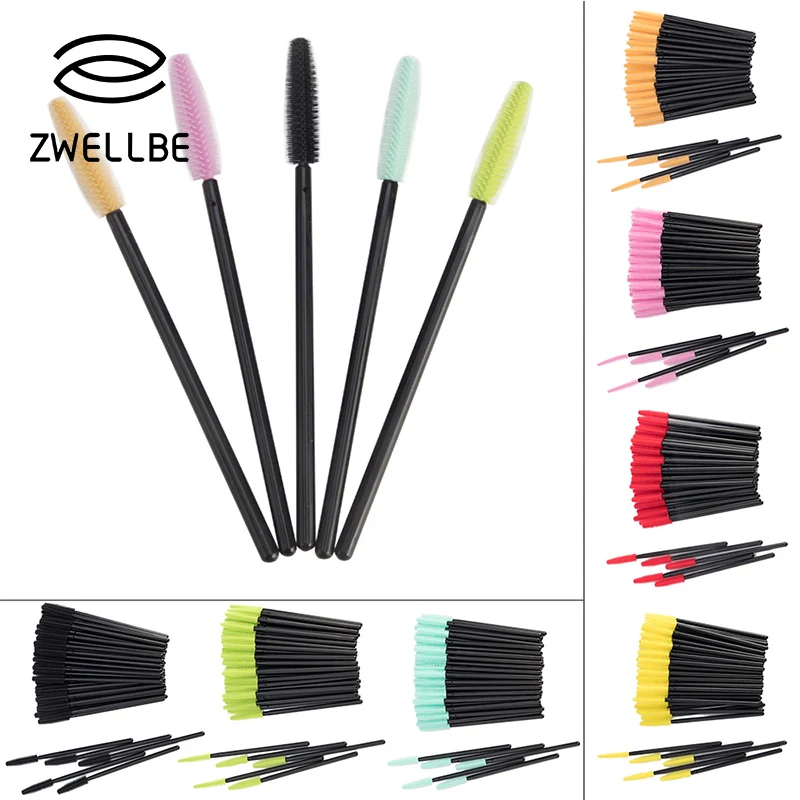 

Disposable Silicone Eyelashes Brushes 50Pcs/lot Eyelash Extension Applicator Spoolers Eyebrow Lashes Mascara Wands Makeup Tools