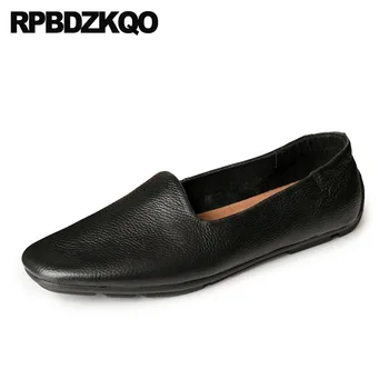 

men shoes brand casual fashion hot sale black british style square toe new genuine leather european driving slip on real luxury