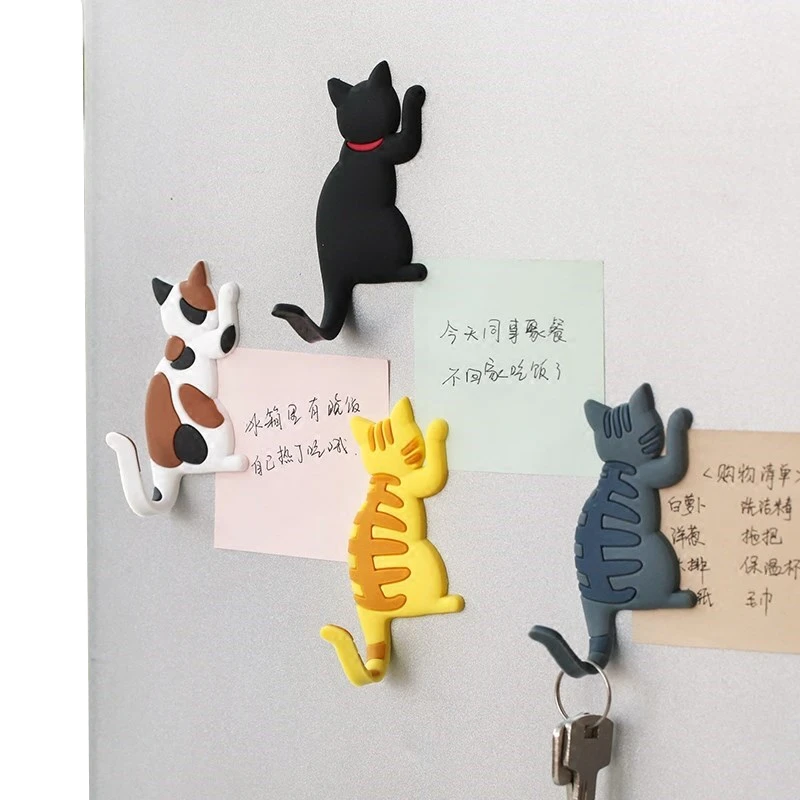 Магнитные Крючки для холодильника с мультяшным котом портативный ключей