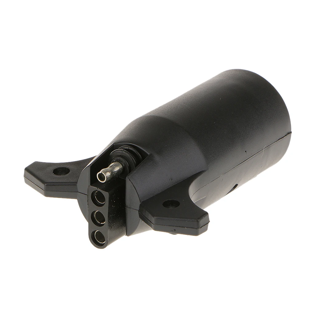 7 Ways Round to 4 Ways Pin Flat Trailer Adapter Plug Connector Converter