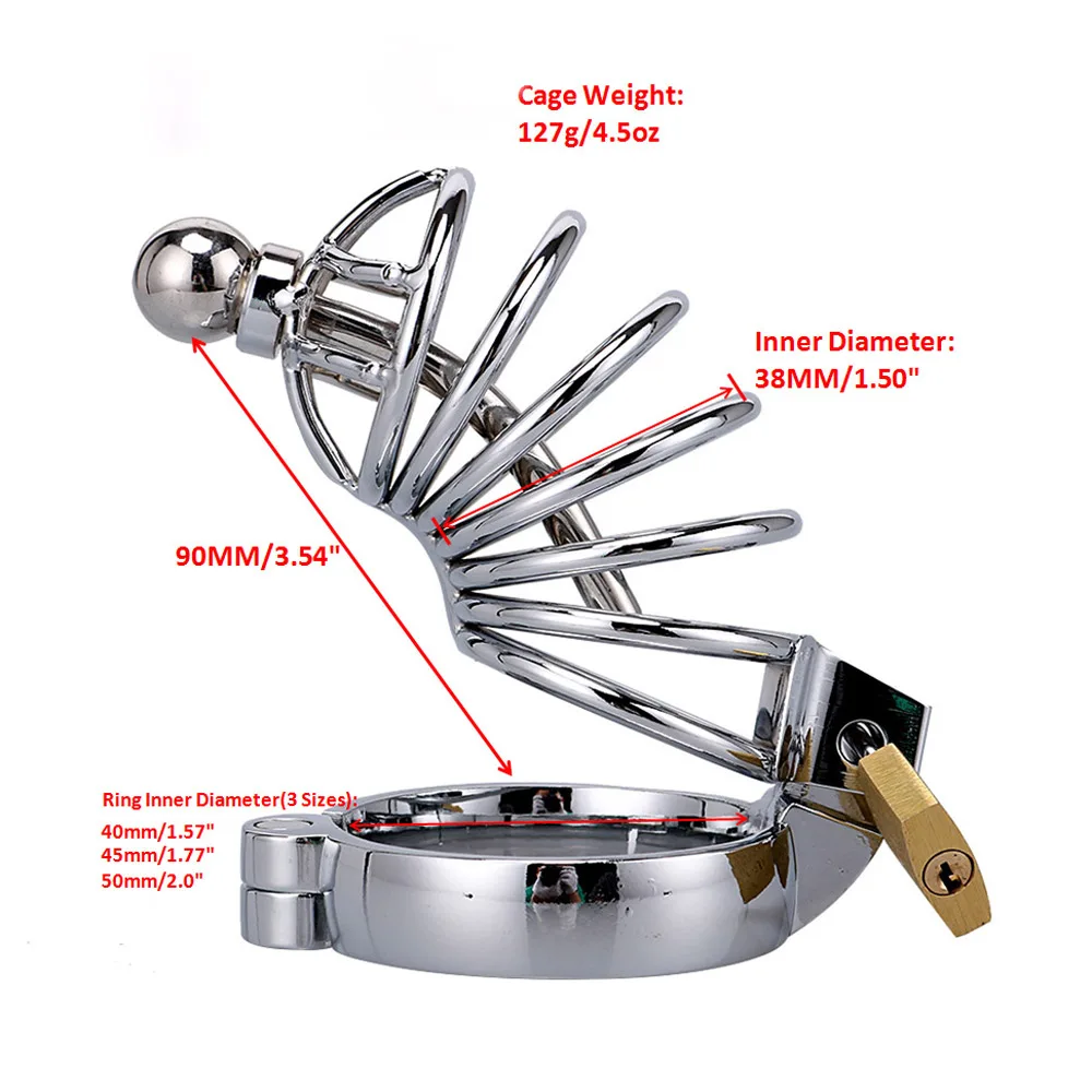 Stainless Steel Chastity Device Long Cage Belt with Urethral Dilator Plug Male Bird Cage Penis Cock Lock Bondage Sex Toy