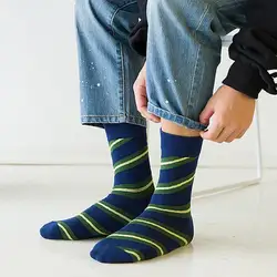 Модные мужские хлопковые носки креативные забавные носки Осень Зима теплые полосатые печатные носки Длинные теплые носки для мужчин