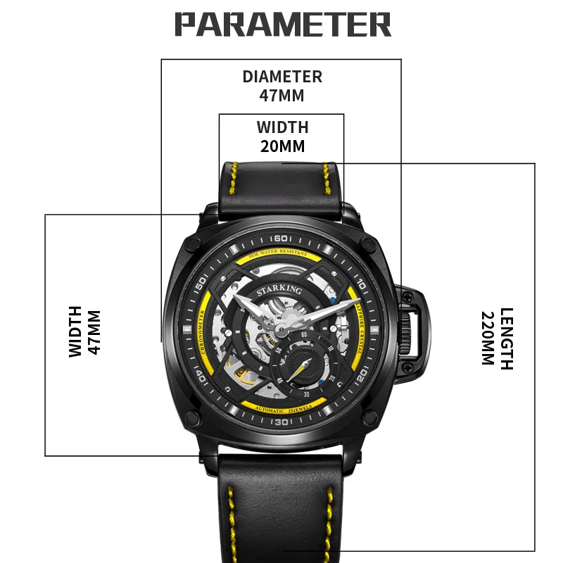 STARKING, Новое поступление, американские армейские часы, мужские, бренд, Авто-механические, 50 м, водонепроницаемые, для плавания, наручные часы