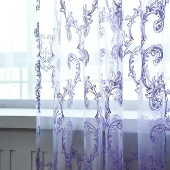 

French Romantic Curtains Panel Window Embroidered Curtain Finished Voile Home Textile for Bedroom High Quality Tulle Cortinas