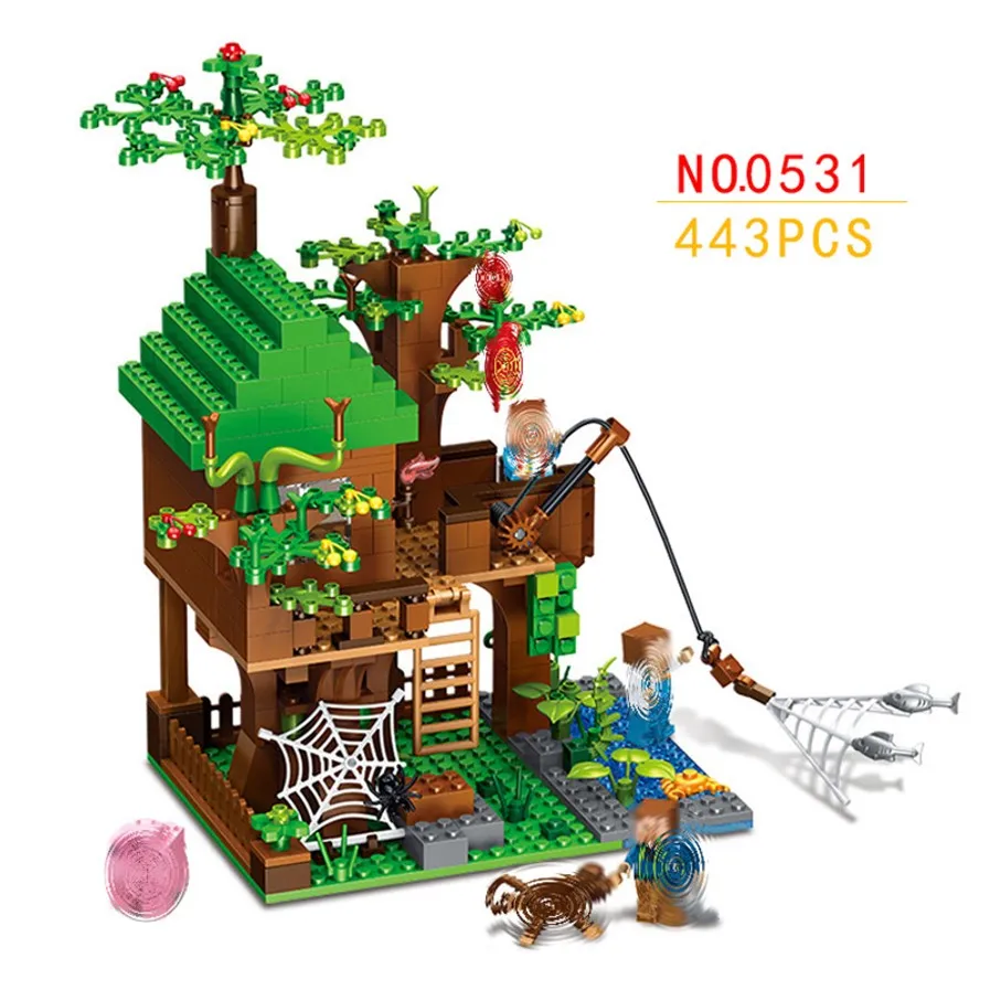 

My World Minecrafted Figures Forest Building Blocks DIY Bricks Legoed Minecraft Tree House Educational Enlighten Children Toys
