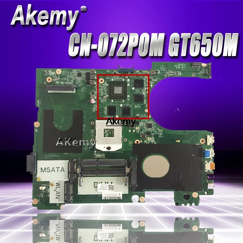 

17R N7720 For DELL 5720 7720 motherboard CN-072P0M 072P0M motherboard DA0R09MB6H1 DA0R09MB6H3 2D GT650M 2GB work 100%
