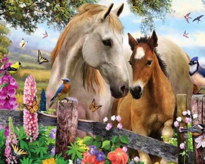 Алмазная живопись лошади сад DIY 5d картина Стразы Набор для вышивания стежка мозаичные рисунки Point De Croix Diamant