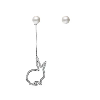 

XIYANIKE Lovely 925 Sterling Silver Asymmetric Rabbit Pearl Earrings For Women Sterling-silver-jewelry Oorbellen Brincos VES6466