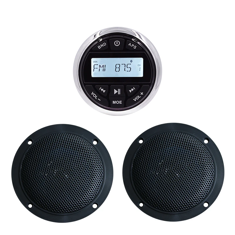 

Marine Stereo Boat Bluetooth Radio Receiver Waterproof Audio FM AM USB MP3 Player 4" Marine Speaker For Car Boat ATV UTV Cart