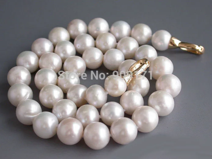 

FREE SHIPPING>@@>&>>Real 17" 11mm ROUND white FRESHWATER PEARL NECKLACE