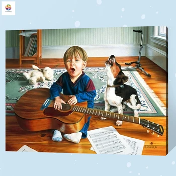 

Little Musical Boy Frameless Digital Painting By Numbers Landscape Acrylic Paint Modern Wall Art Canvas Painting Home Deco Deal