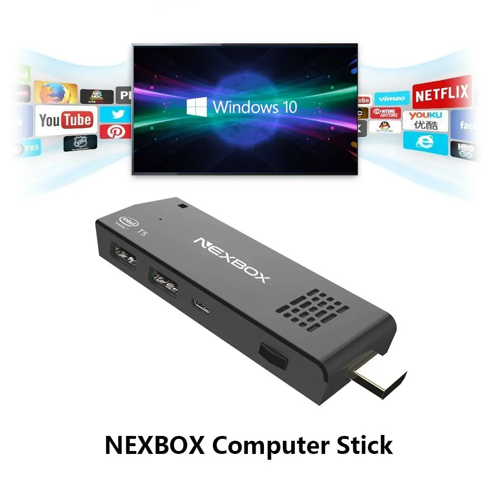

New A95X T5 Windows10 2G/32G Mini TV Receivers Intel Z8300 Nexbox TV Box 4-Core 1.84 GHZ Wifi Bluetooth TV Vara TF Card